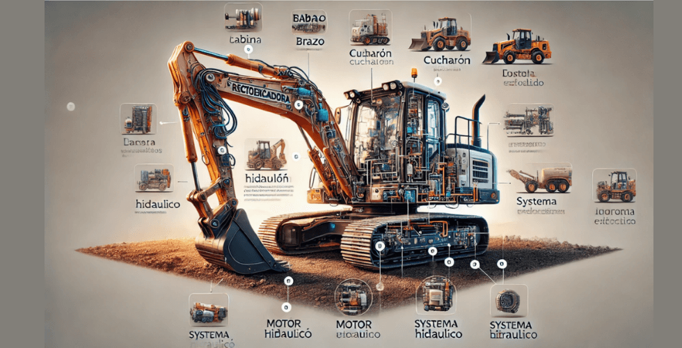 partes de una retroexcavadora
