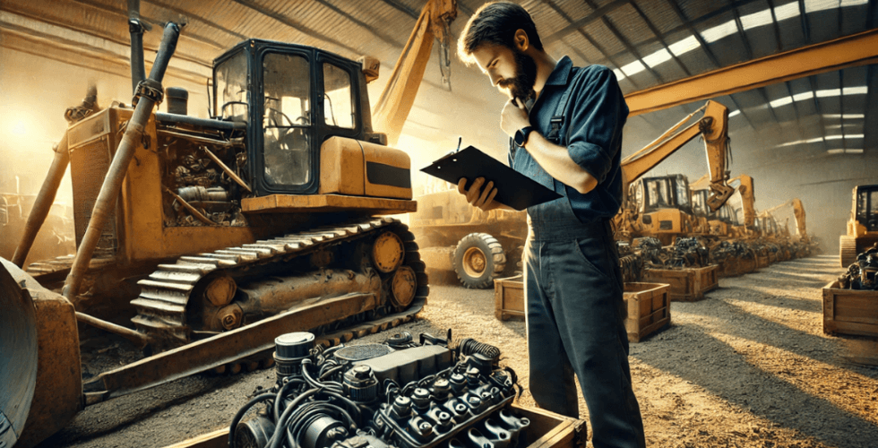 especialista revisando la rextroexcavadora