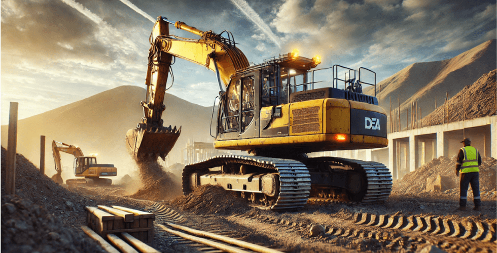 retroexcavadora en trabajo de obra